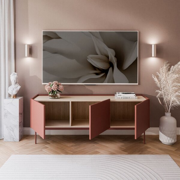 TV STOLÍK LUCCA CERAMIC RED / DUB LINEA 144 cm