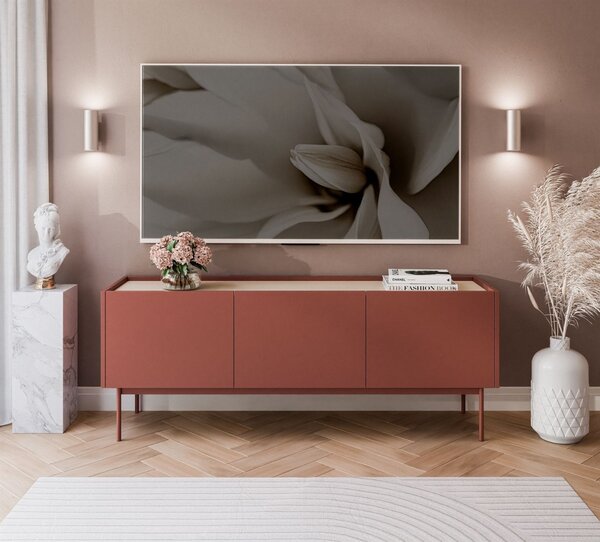 TV STOLÍK LUCCA CERAMIC RED / DUB LINEA 144 cm