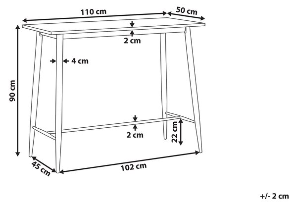 Jedálenský stôl biely MDF doska stola 90 x 50 cm kovová drevená povrchová úprava kovové nohy minimalistické