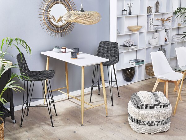 Jedálenský stôl biely MDF doska stola 90 x 50 cm kovová drevená povrchová úprava kovové nohy minimalistické