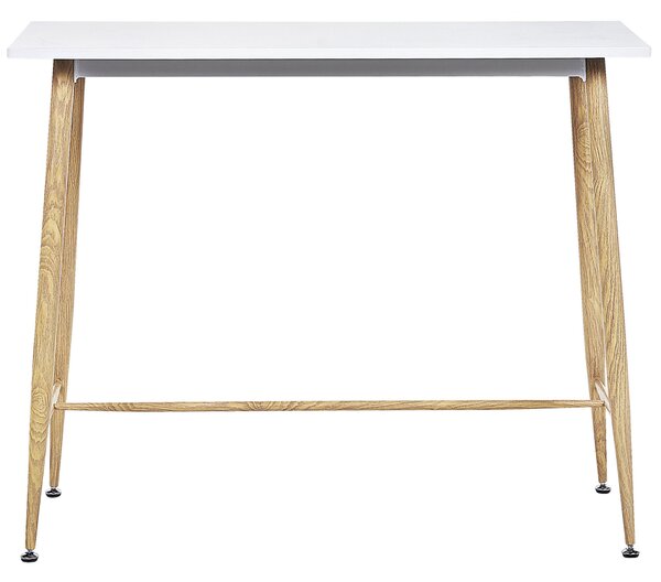 Jedálenský stôl biely MDF doska stola 90 x 50 cm kovová drevená povrchová úprava kovové nohy minimalistické