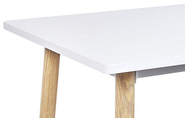 Jedálenský stôl biely MDF doska stola 90 x 50 cm kovová drevená povrchová úprava kovové nohy minimalistické