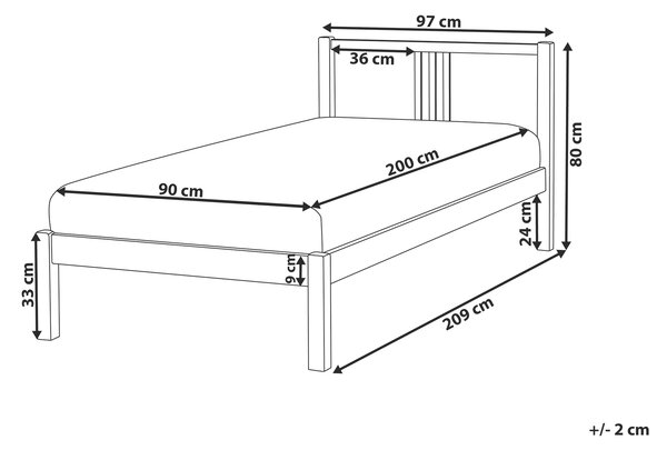 Posteľ biela z borovicového dreva 90 x 200 cm rám postele s lamelovým roštom moderná