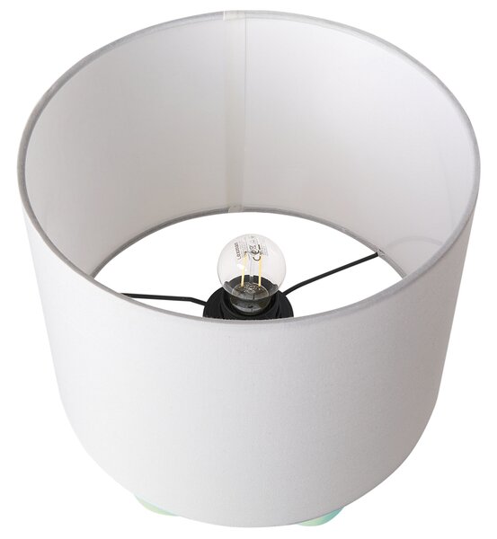 Stolná lampa zelený keramický podstavec biele tienidlo bavlna polyester minimalistický dizajn