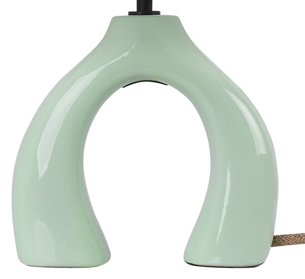 Stolná lampa zelený keramický podstavec biele tienidlo bavlna polyester minimalistický dizajn