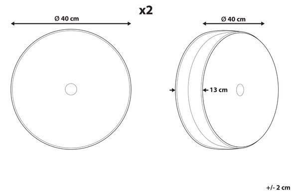Sada 2 dekoratívnych vankúšov modrozelená zamatová s riasením 40 cm minimalistické moderné dekoračné doplnky