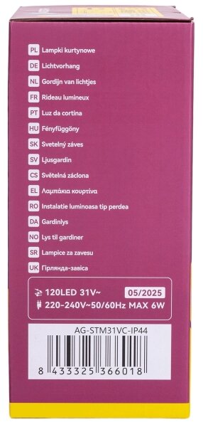 Aigostar - LED vonkajšia vianočná reťaz 120xLED/6W/230V/8 funkcií 3x0,6m IP44 teplá bielaDO