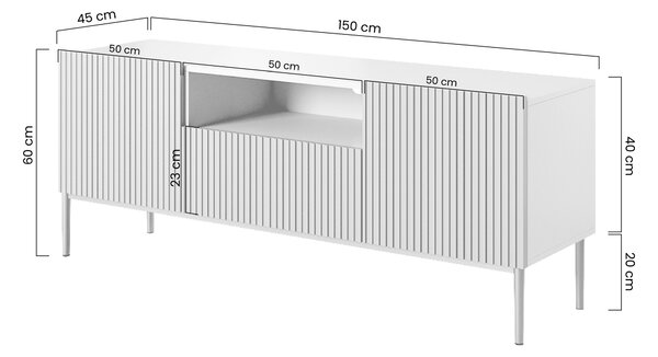 TV skrinka Nicole 150 cm s otvorenou policou - kašmírová / čierna