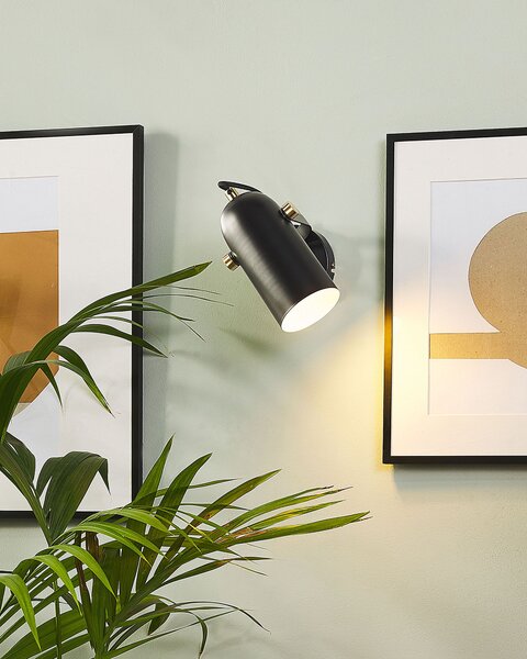Nástenná lampa čierna kovová 17 cm nastaviteľné bodové svietidlo industriálny dizajn