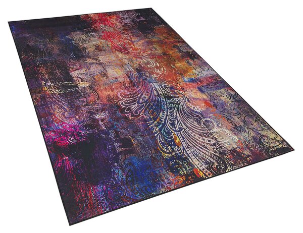 Koberec viacfarebný polyester 140 x 200 cm abstraktný vzor gumená spodná časť obývacia izba spálňa