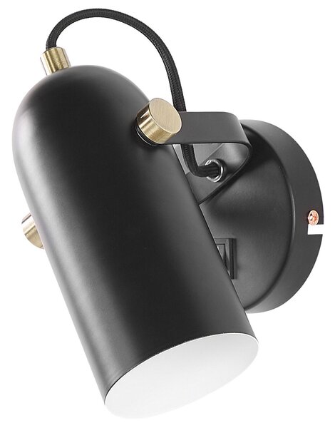 Nástenná lampa čierna kovová 17 cm nastaviteľné bodové svietidlo industriálny dizajn