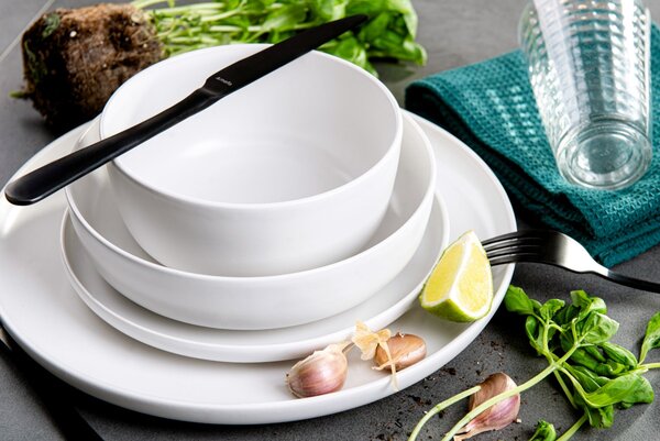 Konsimo Jedálenská sada tanierov pre 6 osôb VICTO 24 ks biela