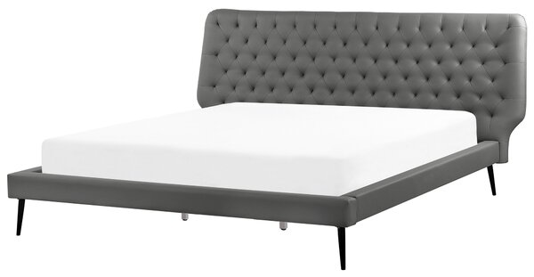 Spálňová zostava nábytku sivá umelá koža 180 x 200 cm posteľ lavička 2 nočné stolíky moderný dizajn