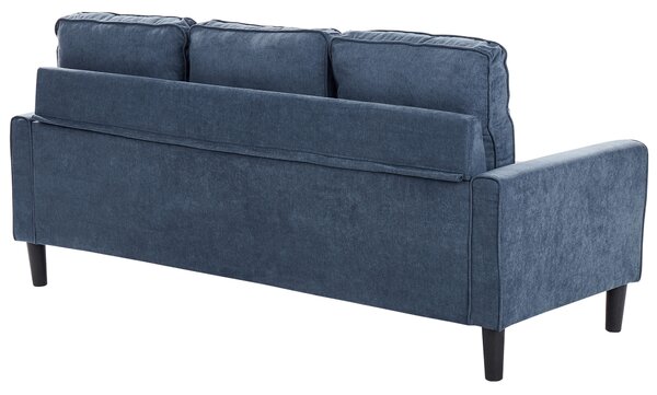 Pohovka námornícka modrá látková čalúnená 3 miestna s taburetom mid century modern obývacia izba