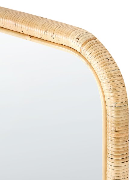 Stojace zrkadlo prírodné ratan sklo 150 x 50 cm obdĺžnikový tvar moderný boho štýl obývačka spálňa