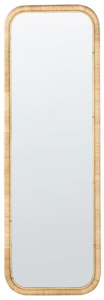 Stojace zrkadlo prírodné ratan sklo 150 x 50 cm obdĺžnikový tvar moderný boho štýl obývačka spálňa