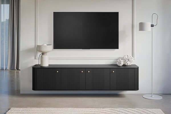Závesný TV stolík Vespera 4D 187 cm - čierna / zlatá
