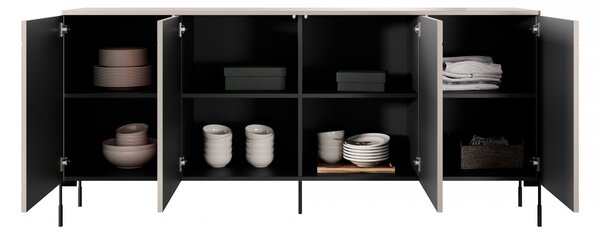 Komoda Sonatia 200 cm - kašmírová / čierna