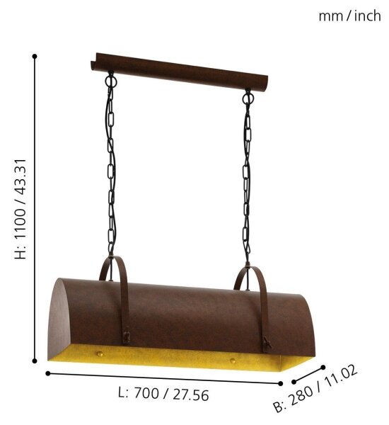 Eglo 49687 - Luster na reťazi DEERHURST 2xE27/60W/230V