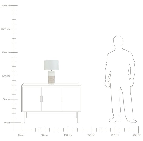 Stolná lampa béžová porcelánová základňa látkové tienidlo biely dlhý kábel s vypínačom moderný vzhľad