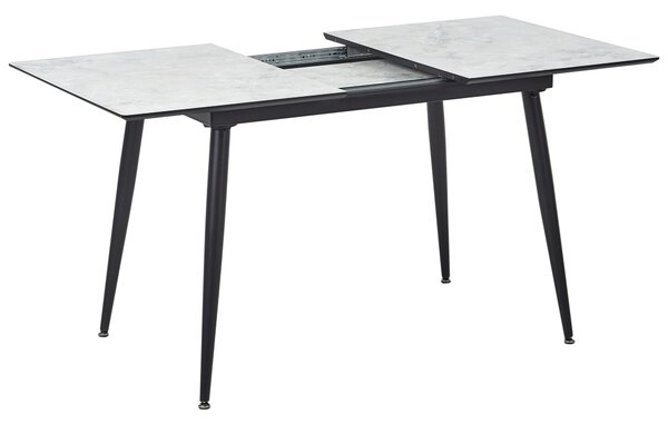 Jedálenský stôl čierny a biely MDF 120/150 x 80 cm mramorový efekt rozťahovacia doska kovové nohy obdĺžnikový moderný dizajn