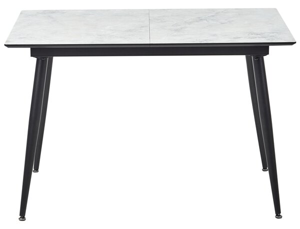 Jedálenský stôl čierny a biely MDF 120/150 x 80 cm mramorový efekt rozťahovacia doska kovové nohy obdĺžnikový moderný dizajn