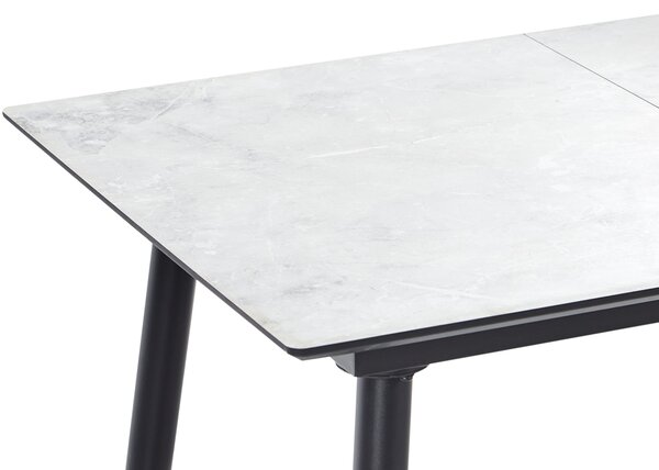 Jedálenský stôl čierny a biely MDF 120/150 x 80 cm mramorový efekt rozťahovacia doska kovové nohy obdĺžnikový moderný dizajn