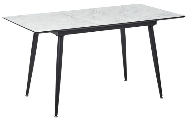 Jedálenský stôl čierny a biely MDF 120/150 x 80 cm mramorový efekt rozťahovacia doska kovové nohy obdĺžnikový moderný dizajn