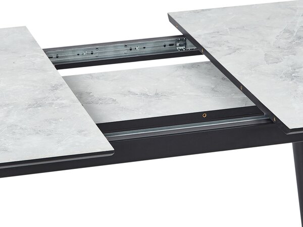 Jedálenský stôl čierny a biely MDF 120/150 x 80 cm mramorový efekt rozťahovacia doska kovové nohy obdĺžnikový moderný dizajn