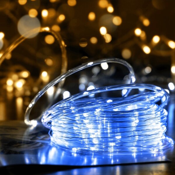 Aigostar - LED solárna svetelná reťaz, 100 LED, 8 režimov, 12 m, IP65, studená biela