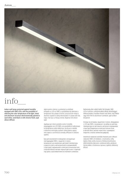 Redo 01-3268-LED Kúpeľňové osvetlenie zrkadla ASTON LED/12W/230V CRI90 IP44 biela