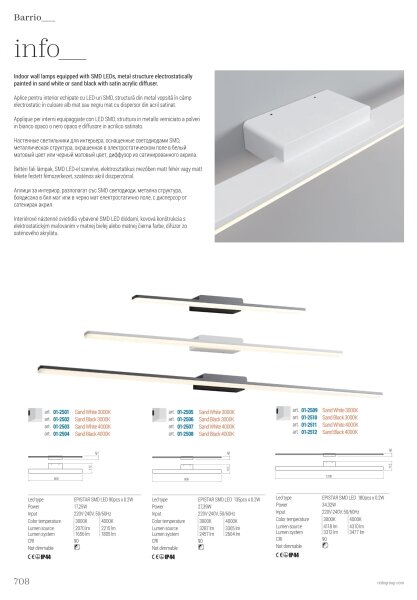 Redo 01-2512 -LED Kúpeľňové osvetlenie zrkadla BARRIO LED/34,32W/230V IP44 čierna