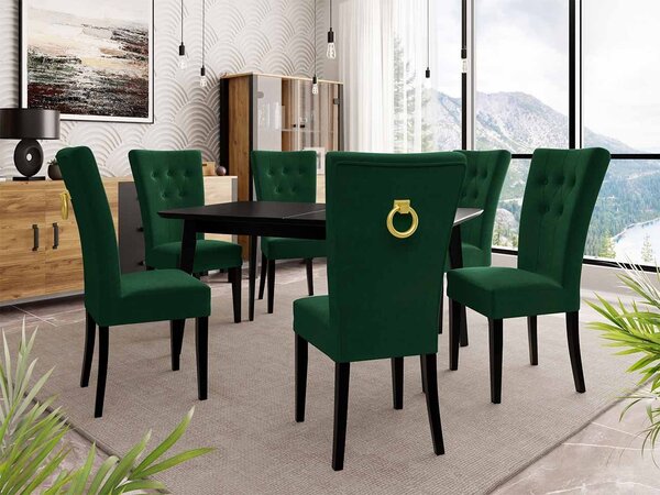 Mirjan24 Rozkladací stôl 140x80 so 6 stoličkami ST67, Farby: čierny, Farby: biela, Farby: chrom, Potah: Magic Velvet 2219 5903211163289