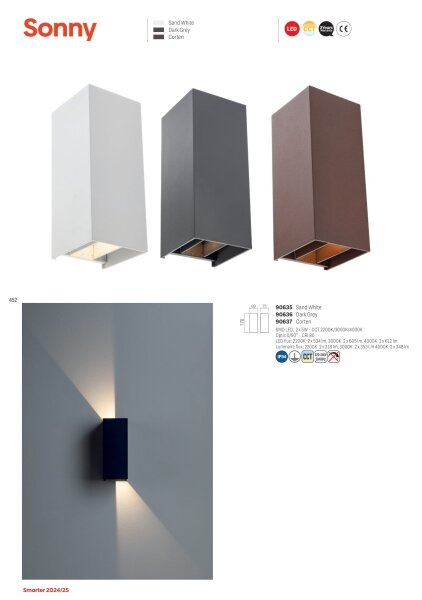 Redo 90636 - LED Vonkajšie svietidlo SONNY 2xLED/5W/230V 2200/4000K IP54 antracit