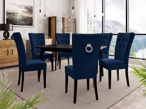 Mirjan24 Rozkladací stôl 140x80 so 6 stoličkami ST67, Farby: čierny, Farby: biela, Farby: chrom, Potah: Magic Velvet 2219 5903211163289