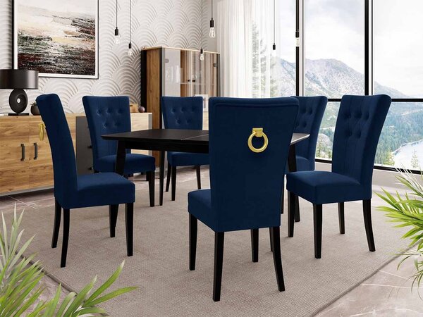 Mirjan24 Rozkladací stôl 140x80 so 6 stoličkami ST67, Farby: čierny, Farby: biela, Farby: chrom, Potah: Magic Velvet 2219 5903211163289