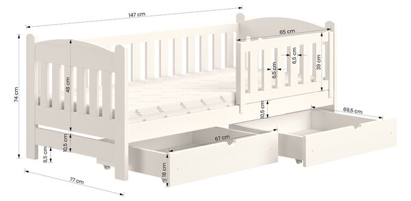 Detská posteľ Alvins 70x140 so zásuvkami - borovica
