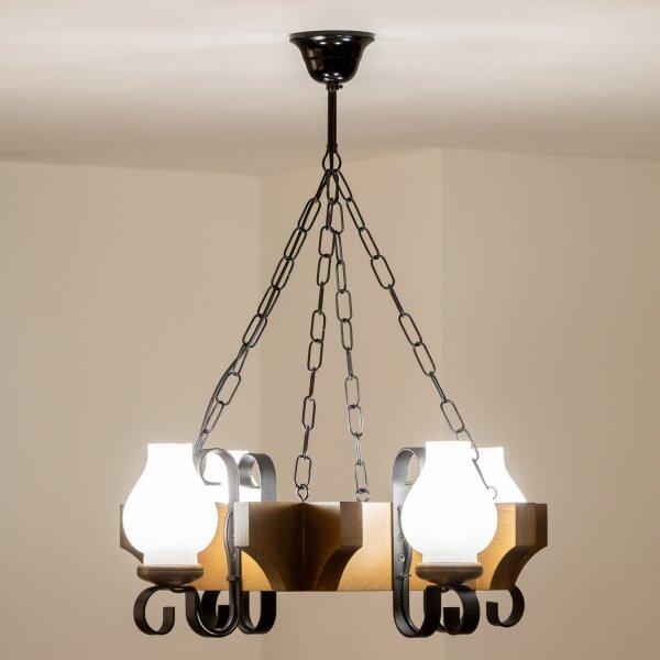 Brilagi - Luster na reťazi QUEEN 4xE14/40W/230V buk/orech