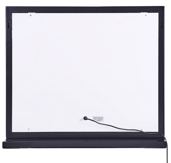 Nástenné zrkadlo čierny rám s LED žiarovkami 50 x 60 cm obdĺžnikové hollywoodske