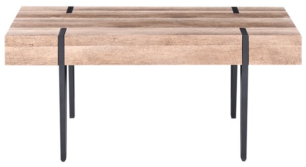 Konferenčný stolík hnedá stolová doska čierne kovové nohy 110 x 60 cm obdĺžnikový moderný industriálny štýl