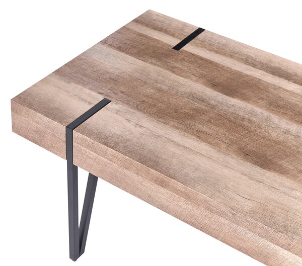 Konferenčný stolík hnedá stolová doska čierne kovové nohy 110 x 60 cm obdĺžnikový moderný industriálny štýl