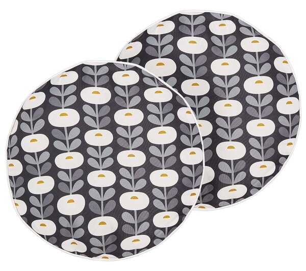 Sada 2 záhradných vankúšov sivá polyester geometrický vzor ⌀ 40 cm moderný štýl vonkajšie dekorácie vodoodolné