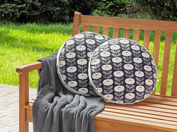 Sada 2 záhradných vankúšov sivá polyester geometrický vzor ⌀ 40 cm moderný štýl vonkajšie dekorácie vodoodolné