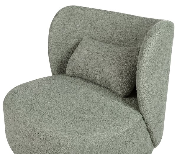 Kreslo svetlozelené buklé čalúnenie čierne nohy zaoblené operadlo retro glamour art deco štýl obývačka spálňa