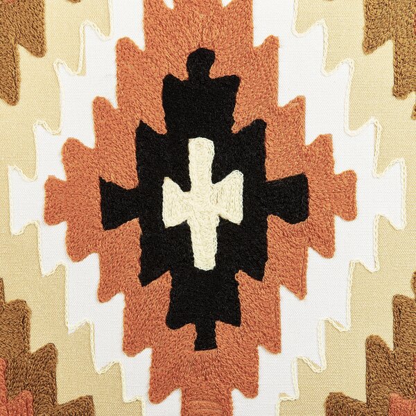 Dekoratívny vankúš viacfarebný vlna bavlna 50 x 50 cm geometrický vzor ručne vyšívaný štvorcový tvar boho moderný štýl doplnky