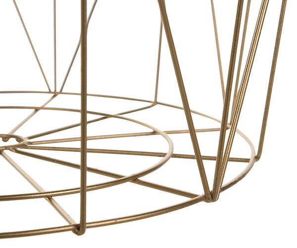 Odkladací stolík zlatá svetlé drevo 40 x 40 cm MDF kov geometrický kôš úložný priestor glamour štýl