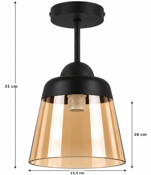 BRILAGI-LED Prisadený luster R GLASS 1xE27/60W/230V pr. 15,5cm čierna/dýmovo béžová