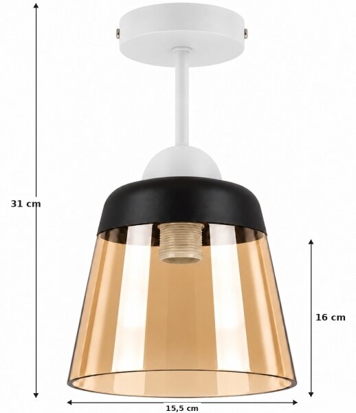 BRILAGI-LED Prisadený luster R GLASS 1xE27/60W/230V pr. 15,5 cm biela/dymovo-béžová