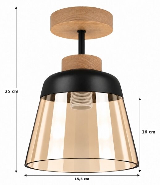 BRILAGI-LED Prisadený luster R GLASS 1xE27/60W/230V pr. 15,5cm dub/dymová béžová