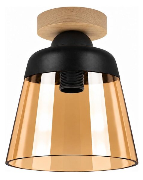 BRILAGI-LED Stropné svietidlo R GLASS 1xE27/60W/230V pr. 15,5cm dub/dymová béžová